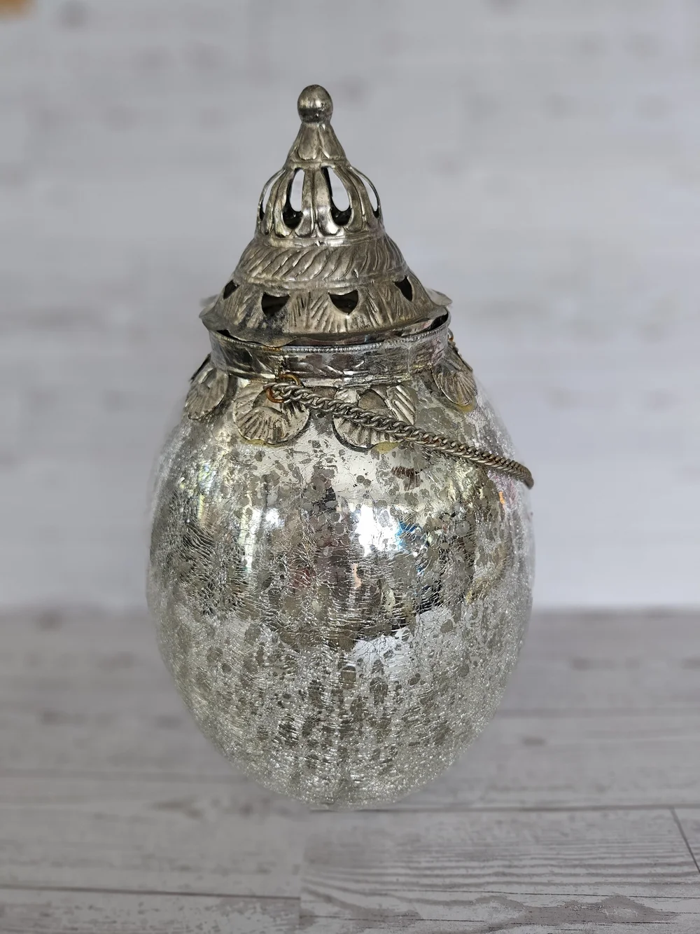 Silver Mercury Glass Decorative Lantern - Unbranded